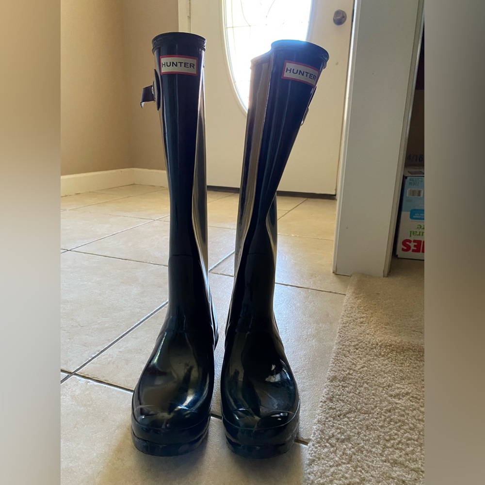 Hunter black boots tall